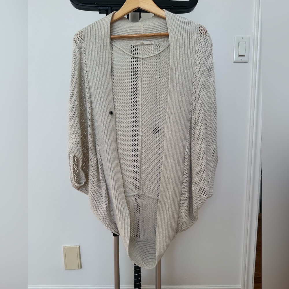 Prana - Women's Cream Open-Front Oversized Sweater
